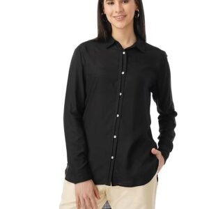 FYLTR Women's Full Sleeves Casual Collar Top -Lightweight, Soft Handfeel -Black Heart