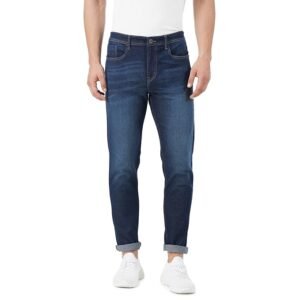 INKD Men's Contrast Stitch Stretchable Slim Fit Jeans - Dark Night