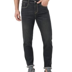 INKD Men's Contrast Stitch Stretchable Slim Fit Jeans - Grey Dilemma