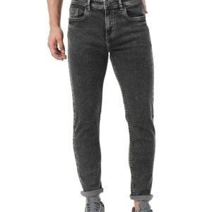 INKD Men's Contrast Stitch Stretchable Slim Fit Jeans - Graphite