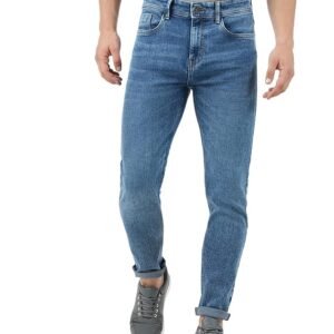 INKD Men's Contrast Stitch Stretchable Slim Fit Jeans - Denim Drama