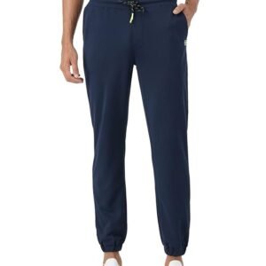 PUMP'D Men's Jogger Pants with Elasticated Waistband & Drawstring - Dry Tech, Anti-Odor, Lightweight, Soft Seams - Wavy Navy