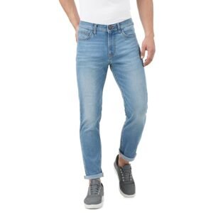 INKD Men's Contrast Stitch Stretchable Regular Fit Jeans - Denim divine
