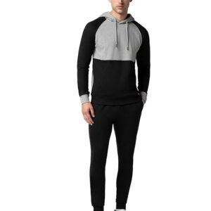 FYLTR Men's Colourblock Hoodie & Jogger Casual Co-ord Set - Raglan Sleeve Detail | Utility Side Pockets | Full Sleeve - Every Ebony