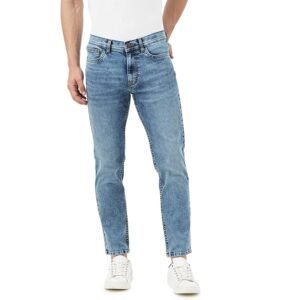 INKD Men's Contrast Stitch Stretchable Regular Fit Jeans - Denim Drama
