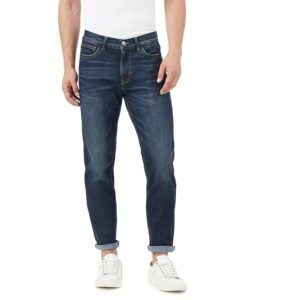 INKD Men's Contrast Stitch Stretchable Regular Fit Jeans - Sky Why
