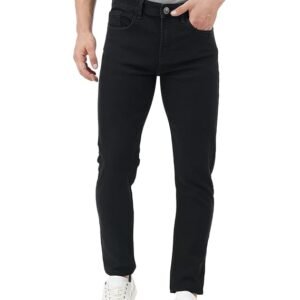 INKD Men's Stretchable Slim Fit Jeans - Super Black