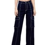 Miss Chase Women's Navy Blue Wide Leg