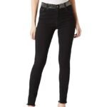 Miss Chase Women's Black Slim Fit Waistband High Rise Denim Jeans