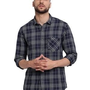 Cantabil Men Cotton Checkered Black Full Sleeve Casual Shirt