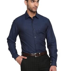 Cantabil Men Cotton Regular Fit Solid Blue Shirt