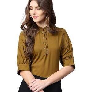 IVES Polyester Mandarin Collar Short Sleeve