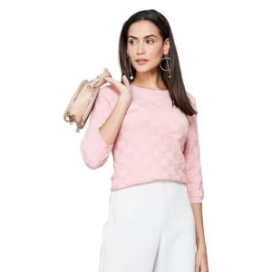 Lifestyle Women Viscose Regular Fit Solid Top Flat Knit