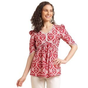 NAINVISH Tops for Women Printed Bandhani Top for Women