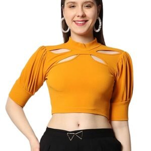 PRETTIFY Women's Orange Solid Croptop