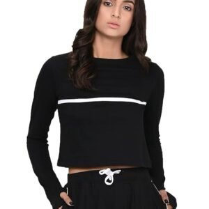 Rigo Women Maroon with Thumbhole Round Neck Crop Top