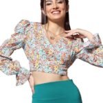 Selvia Women's Crepe Printed Crop Top