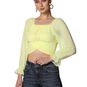 Selvia Women's Rotto Butti Self Woven Crop Top