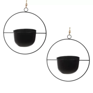 Truphe Powder Coated Metal Hanging Planter Set of 2