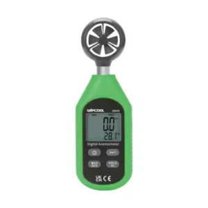 WIPCOOL Flow Rate 08-67 mph LCD Digital Anemometer Black and Green, ADA30
